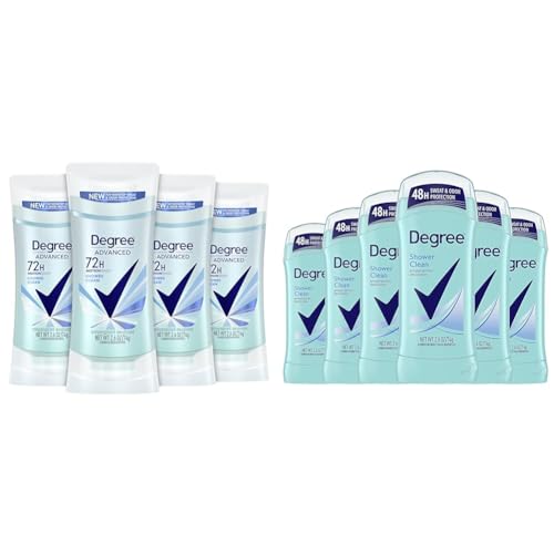 Degree Advanced Antiperspirant Deodorant 4 count 72-Hour Sweat & Odor Protection Shower Clean & Advanced Antiperspirant Deodorant Shower Clean