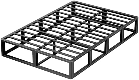 10 Inch Full Metal Bed Frame Round Corner Low Platform Bed Frames 3000 LBS Heavy Duty Steel Slats Support Mattress Foundation No Box Spring Needed, Noise Free, Easy Assembly, Black