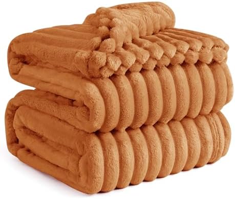 Bedsure Queen Blanket for Bed - GentleSoft Cozy Soft Blankets for Women, Cute Large Fall Throws for Girls, Orange, 90x90 Inches