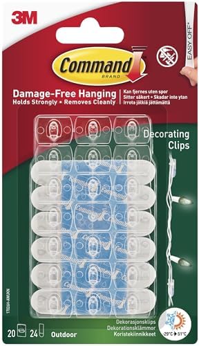 Command Decorating Clips, Pack of 20 Mini Hooks and 24 Small Adhesive Strips