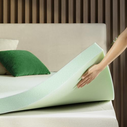 ZINUS 4 Inch Green Tea Memory Foam Mattress Topper, Smaller, More Convenient WonderBox Packaging, Pressure-Relieving Layers, CertiPUR-US Certified, King