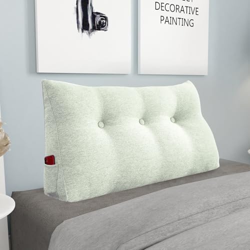 8 lbs Thickened Twin Headboard Pillow Wedge College Dorm Bed Pillow for Backrest Reading Triangular Pillow with Side Pocket for Sitting in Bed, Dorm Bedding Essentials for Girls & Boys White