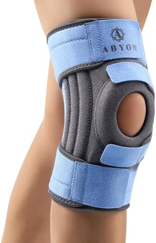 ABYON Knee Brace for Women & Men Meniscus Tear, ACL, Arthritis, Knee Support with Triple Side Stabilizers and Adjustable 360° Wraparound Strap for Maximum Knee Pain Support and Fast Recovery - Please Check How To Size Video
