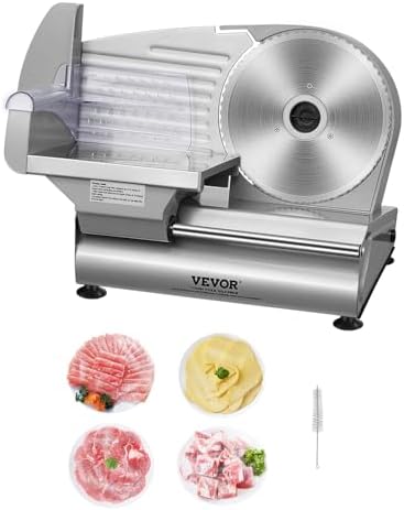 VEVOR Meat Slicer, 180W Electric Deli Food Slicer, 7.5 inch Meat Cutter with a Premium SUS420 Blade, 0-0.6 inch Adjustable Thickness, Food Slicer for Frozen Meat, Hard Bread and Cheese, Home Use