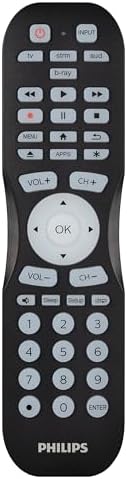 Philips Universal Remote Control for Samsung TV, Blu-ray, Soundbar, Cable/Satellite, Streaming Players, Roku Boxes, and More, 30 Ft Find-It Feature, 4 Device, Backlit, Black, SRP4221B/27