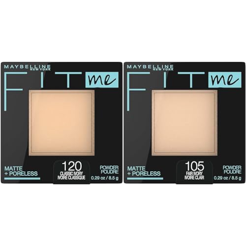Maybelline Fit Me Matte + Poreless Pressed Face Powder Makeup & Setting Powder, Classic Ivory 1 Count and Fair Ivory 1 Count