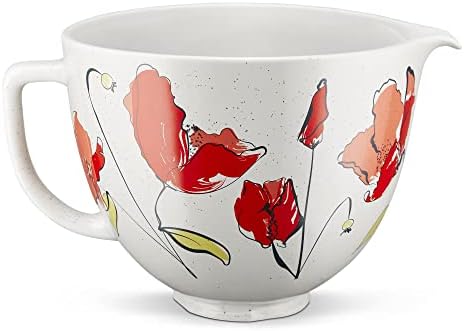 KitchenAid 5 Quart Ceramic Bowl for all KitchenAid 4.5-5 Quart Tilt-Head Stand Mixers KSM2CB5PPY, Poppy