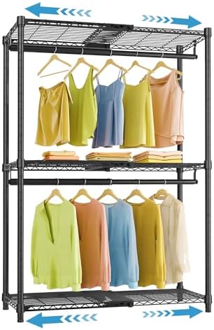 VIPEK X1 Expandable Clothes Rack Heavy Duty Adjustable from 2' to 3'5" with Adjustable Shelves and Hanger Rods, Reach-in & Walk-in Closets Metal Garment Racks Portable Closet, Black
