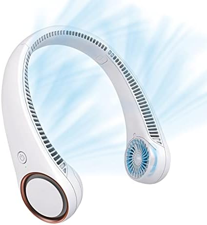 CIVPOWER Neck Fan: Portable Personal Neck Cooling Rechargeable Bladeless Fan - Hands Free 3 Speed 4000 mAh Battery USB Operated Wearable Headphone Design - for Men Women Outdoor Indoor (White)