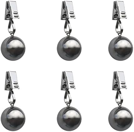 6 Pack Heavy Tablecloth Weights, Stainless Steel Balls with Rust-Resistant Clip, Weights for Curtains, Flags