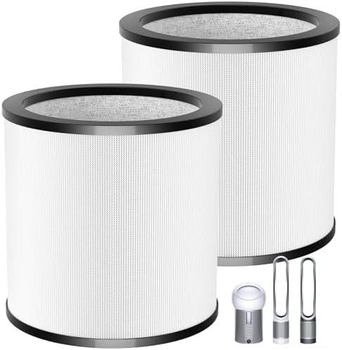 2 Pack Upgraded TP01 Filter True HEPA Filter Replacement Compatible with Dyson Tower Purifier Pure Cool Link TP01, TP02, TP03, AM11, BP01 Models, Compare to Part 968126-03, Black