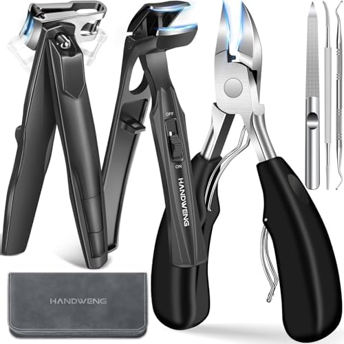 Toenail Clippers for Seniors Thick Toenails, Angled Head Large Toe Nail Clippers for Thick Nails for Men, Heavy Duty Ingrown Toenail Clippers with Wide Jaw, 360° Rotating Nail Clipper with Long Hande