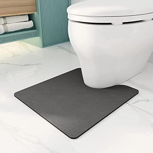 AMOAMI-Bathroom Toilet Rug Mat U Shaped-Absorbent Non Slip Dark Grey Bathroom Rugs Mats-Easy Clean Quick Dry Bath Mats Rugs for Floor-24" x 20"