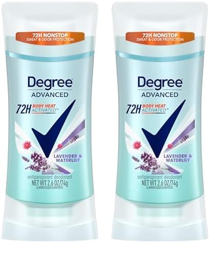 Degree Advanced Antiperspirant Deodorant Lavender & Waterlily 72-Hour Sweat & Odor Protection Antiperspirant for Women with MotionSense Technology 2.6 oz (Pack of 2)