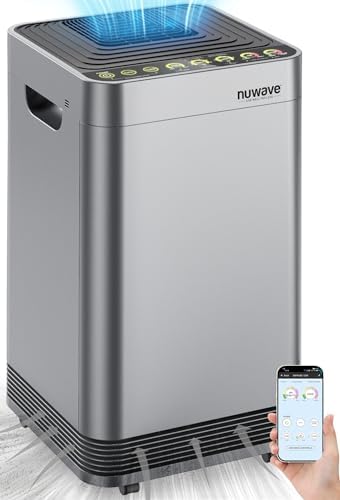 Nuwave OxyPure Zero Plus Air Purifier, Save on Filter Replacements, Covers up to 3210ft² Large Room with Powerful Motor, Captures 99.99% of Particles, Dust, Smells, Sleep Mode for Bedroom