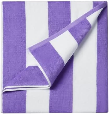 Large Beach Towel Oversized - 40"X70" Big Cute Beach Towels, Extra Large Thick Purple Beach Towel, XL Wide Fluffy Swimming Towel Oversize,Giant Stripe Cotton Pool Towel for Adults