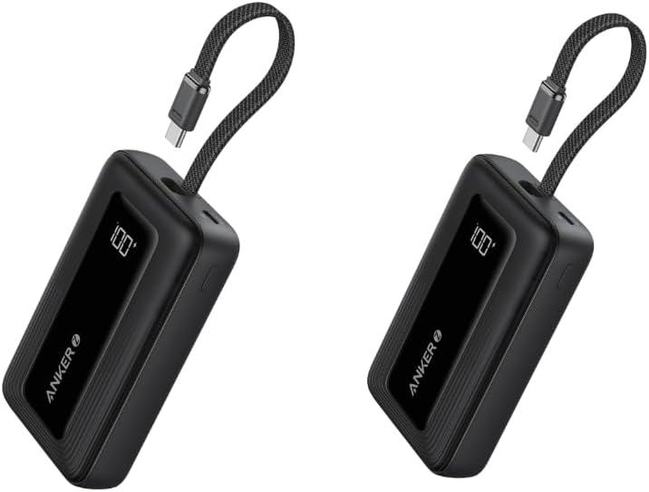 Anker Zolo Power Bank, 20,000mAh 30W High-Speed Portable Charger +10,000mAh 30W Portable Charger with Built-in USB-C Cable for Travel