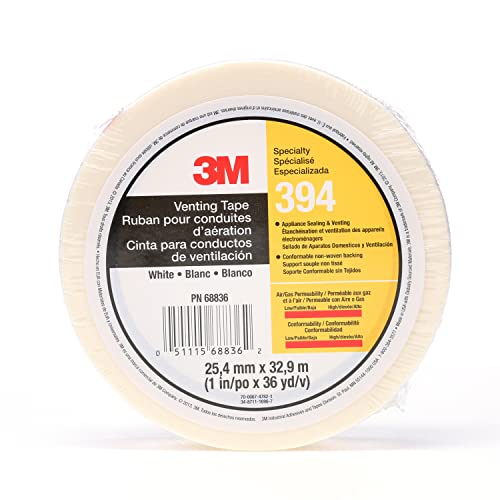 3M Vent Tape 394, White, 1 in x 36 yd, 4 mil