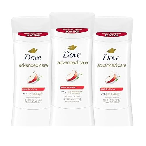 Dove Advanced Care Deodorant Stick Apple & White Tea with 72-hour Sweat & Odor Protection, 2.6 oz (Pack Of 3)