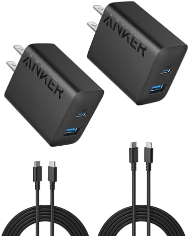 Anker iPhone 16 Charger, USB C Charger, 2-Pack 20W Dual Port USB C Charger Block for iPhone 16 / 15 / 14 and More (2-Pack 5 ft USB C Cable Included)