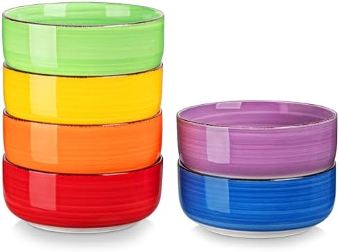 vancasso Bonita Cereal Bowls Set of 6, 24 Oz Ceramic Bowls for Kitchen, Dishwasher & Microwave Safe Bowls for Soup, Cereal, Dessert, Fruit, Warm Colored Bowl Set