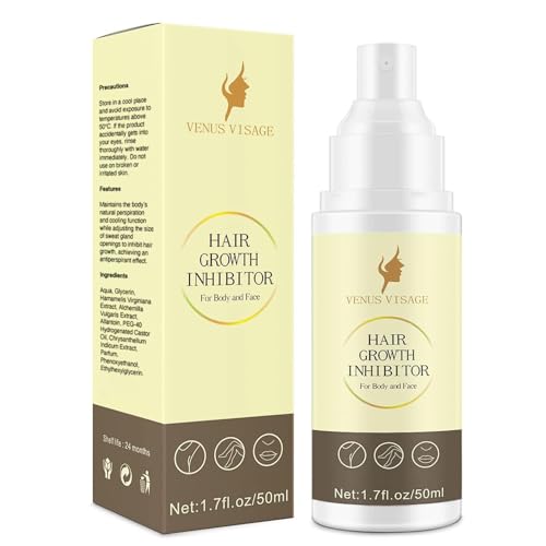 "Venus Visage Hair Inhibitor, Moisturizing Permanent Spray, Soothing Hair Growth Inhibitor for Face, Underarms, Legs & More, After Wax Care for Women & Men (50 ml)"