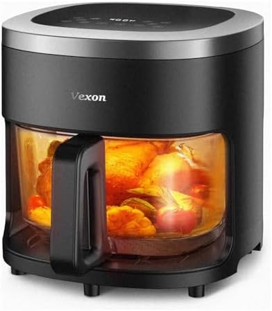 6-IN-1 Glass Air Fryer with 4.5 QT Capacity,Air Fry, Roast, Reheat, Dehydrate, Air Crisp Technology,Nonstick & Dishwasher Safe Basket,97% Less Oil,Features Digital Timer1