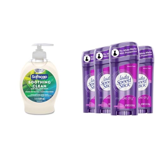Softsoap Aloe Vera Hand Soap 6-Pack (7.5 Fl Oz Each) + Lady Speed Stick Shower Fresh Antiperspirant 4-Pack (2.3 Oz Each)