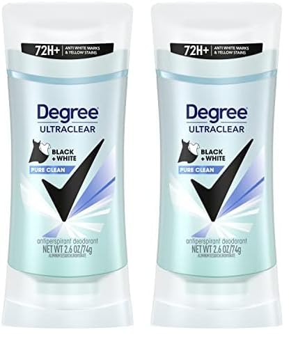 Degree Antiperspirant for Women Protects from Deodorant Stains Pure Clean Deodorant for Women 2.6 oz (Pack of 2)