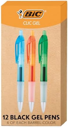 BIC Intensity Clic Black Gel Pens, Medium Point (0.7mm), 12-Count Pack, Retractable Gel Pens With Comfortable Grip (packaging may vary)