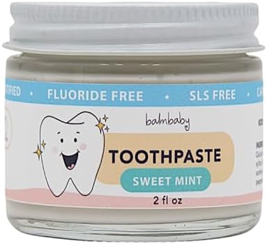 Kids All Natural Fluoride Free Toothpaste with Xylitol, SLS Free, Vegan, Gluten Free, BPA Free, Zero Waste, Mint, 2 fl oz