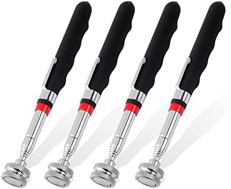 4 Pieces 25LBs Telescoping Magnetic Pickup Tool, Multifunction Magnet Hanger with Pen Clip Design, Magnet Stick Rod Extendable 7" to 30.5" for Men, Birthday, Father's Day, Holiday Gift