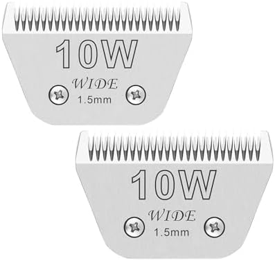 2PCS 10W Wide Blades for Dog Grooming Blades Compatible with Andis,Oster A5,Wahl km10 Dog Clippers, Detachable Dog Clipper Blade for Dog Cat Horse Animal,Size-#10W, 1/16-Inch Cut Length (1.5mm)