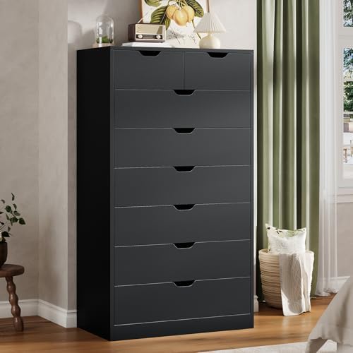Tall 8 Drawer Black Dresser, Modern Chest of Drawers for Bedroom,Closet Dressers with Drawers for Living Room, Entryway, Hallway