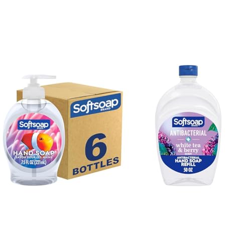 Softsoap Liquid Hand Soap Aquarium Series Pack of 6 with Antibacterial White Tea & Berry Scented 50 Ounce Hand Soap