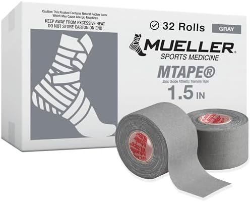 MUELLER Sports Medicine MTape Rolls Team Pack, Quality Athletic Tape, Easy to Tear for Fast & Effective Taping, 1.5" x 10 Yards Per Roll, 32 Rolls