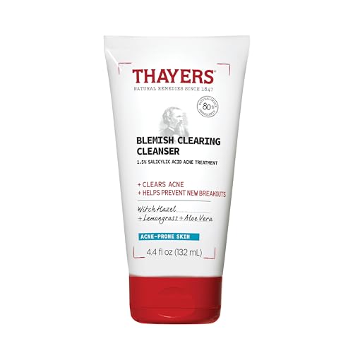 THAYERS Blemish Clearing Face Cleanser with 1.5% Salicylic Acid, Acne Treatment Face Wash, Soothing and Non-Stripping Skin Care, 4.4 Fl Oz