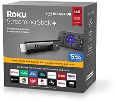 Roku Streaming Stick+ | HD/4K/HDR Streaming Device with Long-range Wireless and Voice Remote with TV Controls (Renewed)
