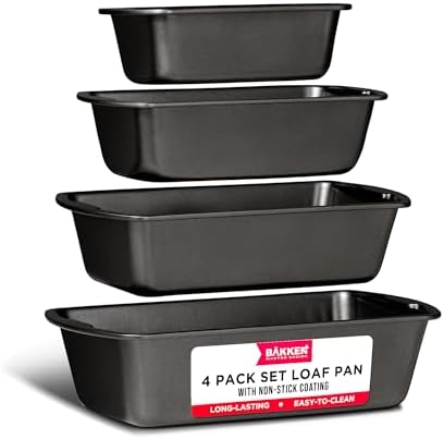 Loaf Pan Set 4-Piece - Deluxe Nonstick Carbon Steel Bakeware for Perfect Bread and Cakes – Dishwasher Safe, Premium Pans for Home Baking