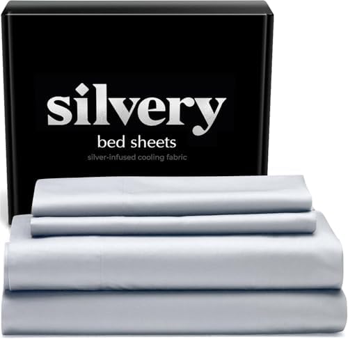 Silvery Silver Infused Bed Sheets Set - Award-Winning Self-Cooling Fabric with Self-Cleaning Silvery TechnologyΓ’βΒ’ That Stays Fresh 3X Longer for Hygienic Sleep (Gray, Split King)