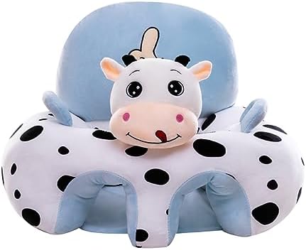 Animal Shaped Baby Sitting Chair Baby Support Sofa Chair Cover Cute Infant Toddler Floor Seat Loungers Sitting Chair for Learning to Sit (Cow, 40cm*55cm*55cm)