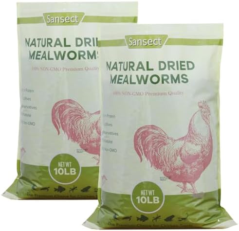 20 LB Dried Mealworms, 100% Natural, Non-GMO Mealworms for Chickens-High Protein Treats for Chickens, Ducks, Wild Birds