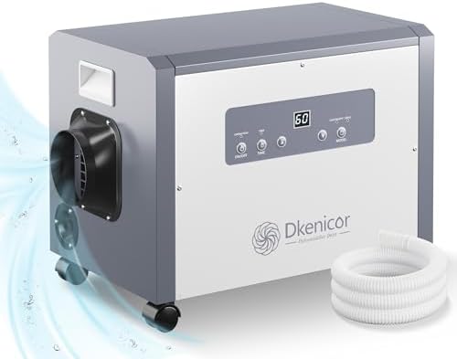 113 PPD Commercial Dehumidifier, Wheeled Crawl Space Ddehumidifier with Drain Hose, Commercial Dehumidifier for Basement, Garage, Up to 1300 Sq.Ft