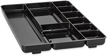 Rubbermaid Regeneration 9-Section Drawer Organizer, Plastic, 14 x 9.125 x 1.125 Inches, Black (45706)