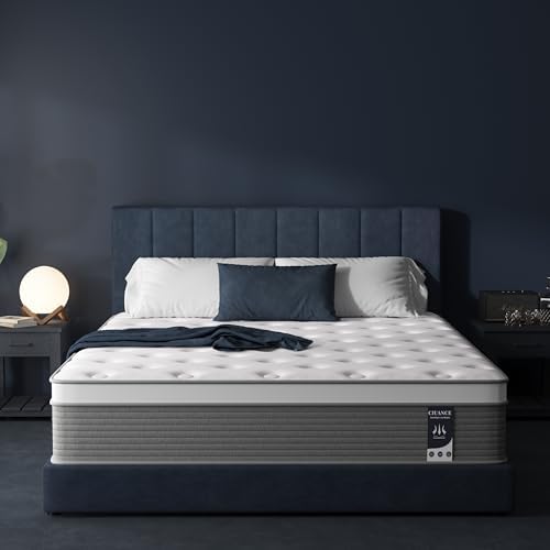 Queen Mattress, 12 Inch Queen Size Bed Mattress in a Box with Memory Foam and Pocket Spring for Medium Firm Feel, Fiberglass Free, Motion Isolation, CertiPUR-US