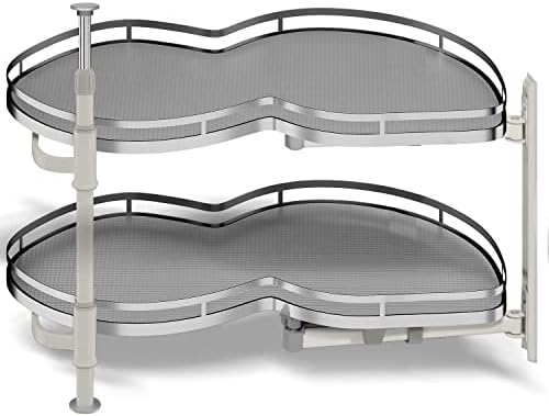 Blind Corner Cabinet Pull Out Organizer, Soft Close Swing Right Pull Out Cabinet Organizer 36inch, Corner Cabinet Lazy Susan for Corner Cabinet Blind Shelf, 2 Tiers Tray, Adjustable Height