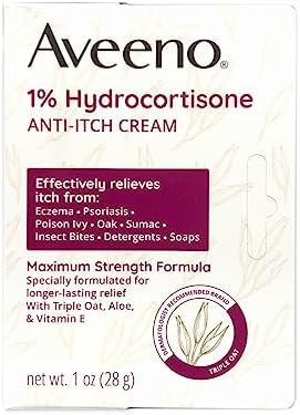 Aveeno 1% Hydrocortisone Anti-Itch Cream, 1 Oz (Pack of 3)
