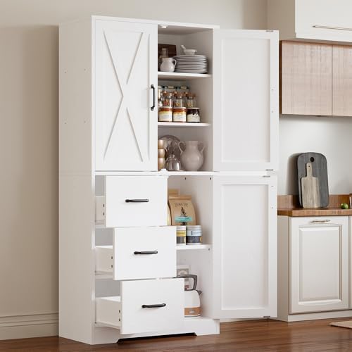 IRONCK Industrial Bookshelves and Bookcases, Bookcase with 3 Doors & Drawers, 67.5 inch Tall Bookshelf, 5 Tier Storage Cabinet with Adjustable Shelves for Office, Living Room