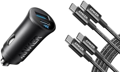 Anker USB-C Car Charger, 30W 2-Port Type-C Car Adapter with USB C Cable