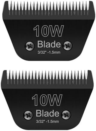 2PCS 10W Wide Blades for Dog Grooming Blades Compatible with Andis Dog Clippers,Stainless Steel Dog Clipper Blades Compatible with Oster A5,Wahl km10 for Animal Dog,Cat,Horse,Black